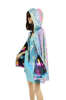 35" Hooded Rainbow Shattered Glass Cape with Galaxy Lining - Coquetry Clothing