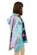 35" Hooded Rainbow Shattered Glass Cape with Galaxy Lining - Coquetry Clothing