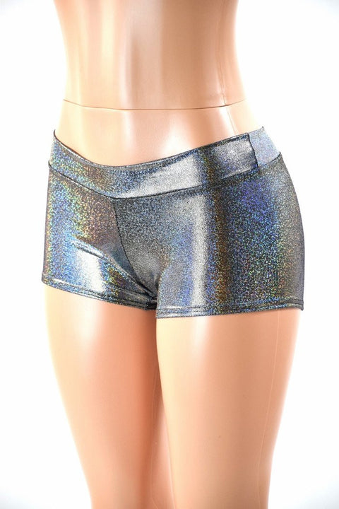 Lowrise Shorts in Silver Holographic - Coquetry Clothing