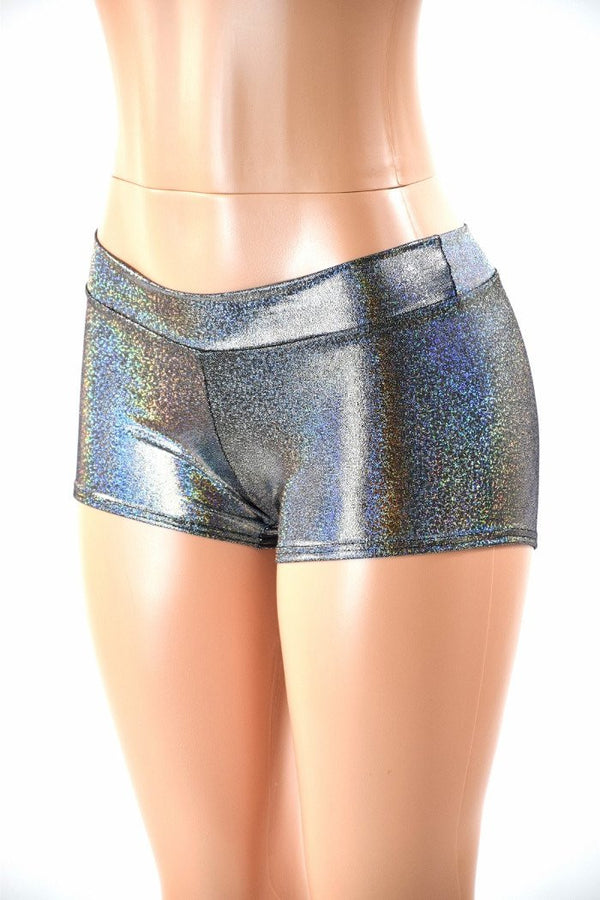 Lowrise Shorts in Silver Holographic - 1