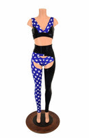 3PC Black & Blue and White Star Chaps Set - Coquetry Clothing
