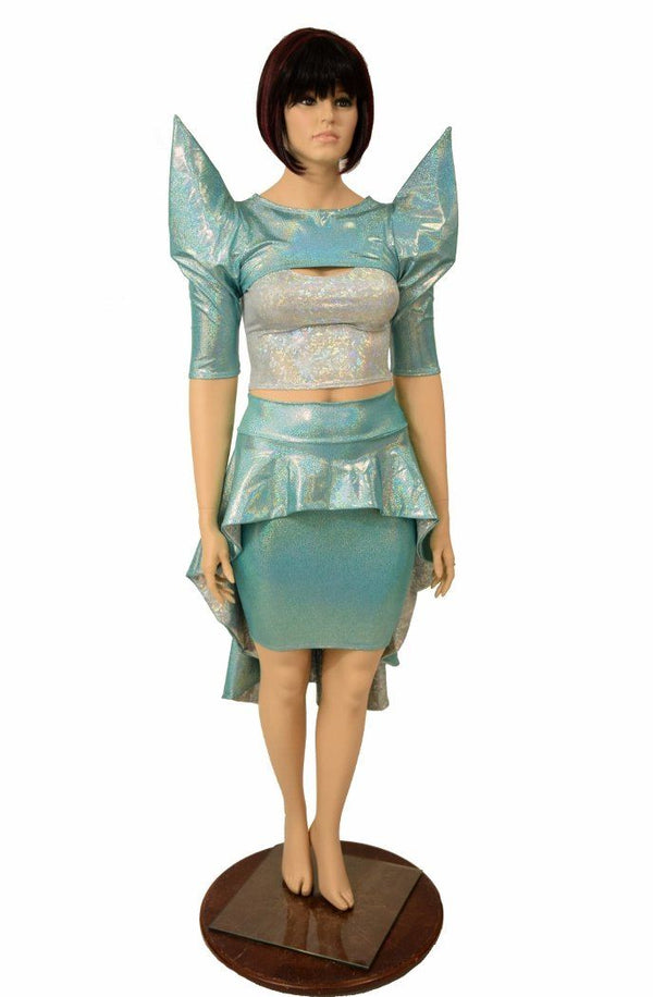 3PC Bolero, Crop Top, and Peplum Skirt Set - 2