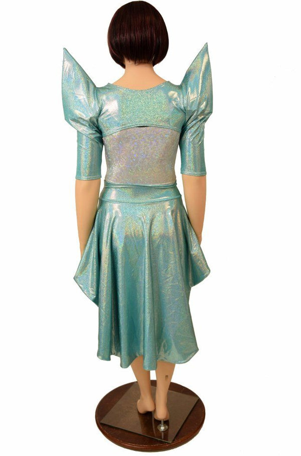 3PC Bolero, Crop Top, and Peplum Skirt Set - 4