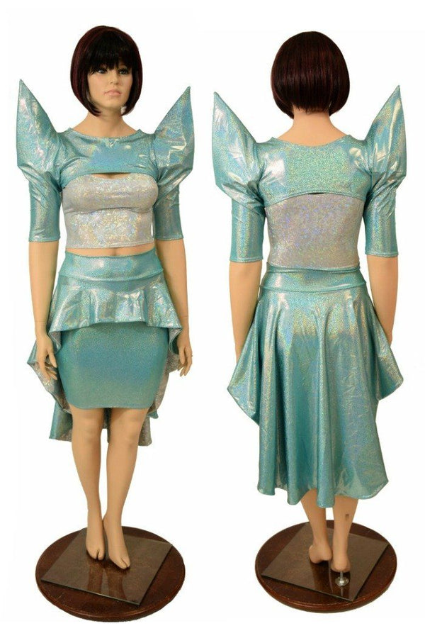 3PC Bolero, Crop Top, and Peplum Skirt Set - 1