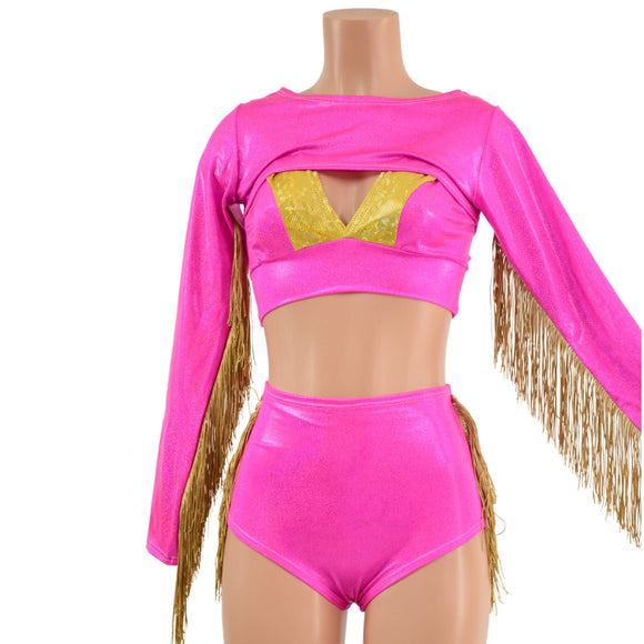 3PC Bolero Fringe Set with Siren Shorts and Starlette Bralette - Coquetry Clothing