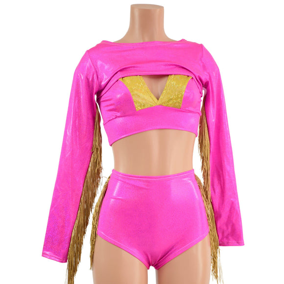 3PC Bolero Fringe Set with Siren Shorts and Starlette Bralette - Coquetry Clothing