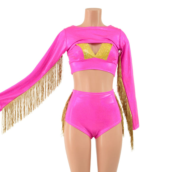 3PC Bolero Fringe Set with Siren Shorts and Starlette Bralette - Coquetry Clothing