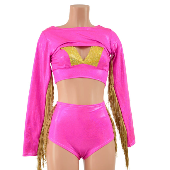3PC Bolero Fringe Set with Siren Shorts and Starlette Bralette - Coquetry Clothing