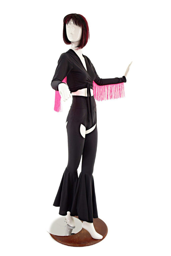 3PC Chaps, Siren Shorts, & Fringed Wrap and Tie Top Set - Coquetry Clothing