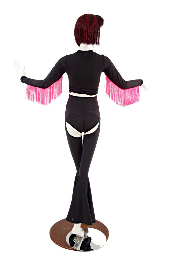 3PC Chaps, Siren Shorts, & Fringed Wrap and Tie Top Set - Coquetry Clothing