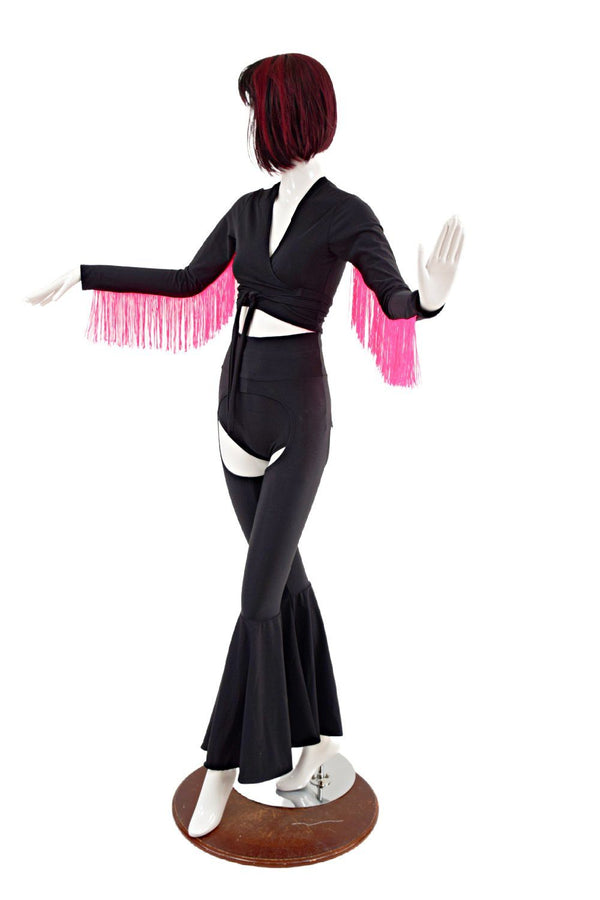 3PC Chaps, Siren Shorts, & Fringed Wrap and Tie Top Set - 5