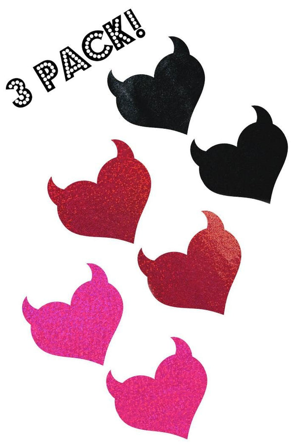 3PC Devil Heart Pasties - 1