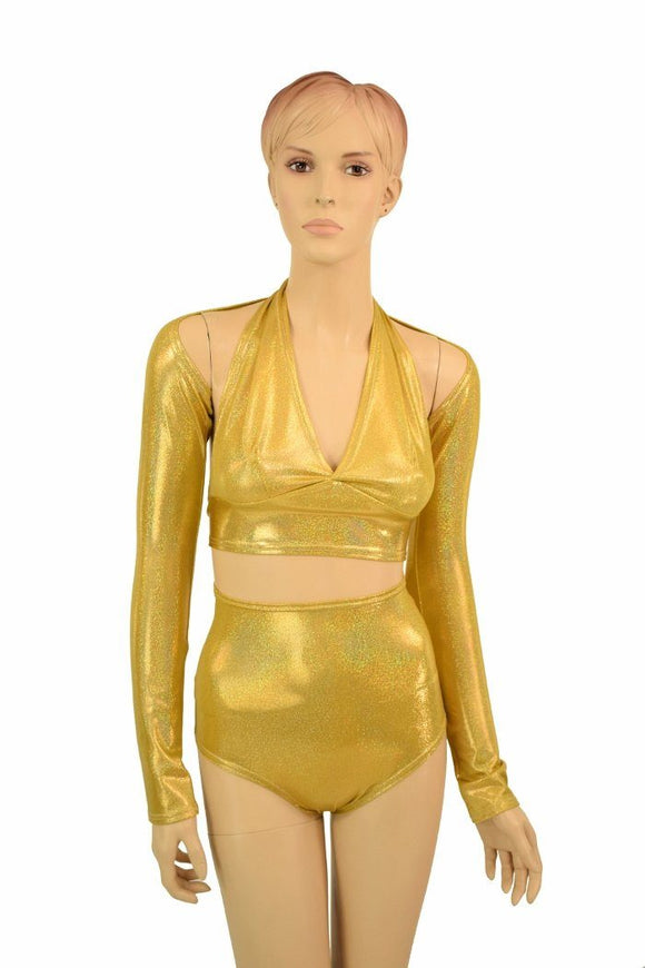 3PC Gold Sparkly Jewel Dance Set - Coquetry Clothing