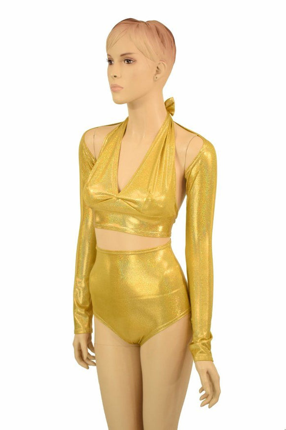 3PC Gold Sparkly Jewel Dance Set - Coquetry Clothing