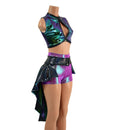 3PC Holographic Set with Tux Back Belt - Coquetry Clothing