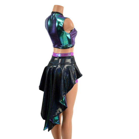3PC Holographic Set with Tux Back Belt - Coquetry Clothing