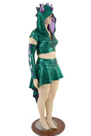 3PC Horned Dragon Crop, Skirt and Arm Warmers Set - Coquetry Clothing