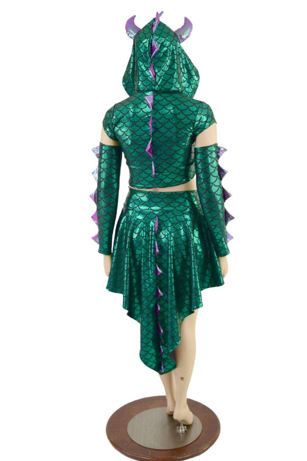 3PC Horned Dragon Crop, Skirt and Arm Warmers Set - 2