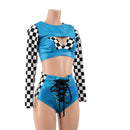3PC Peacock Grid Girl Set - Coquetry Clothing