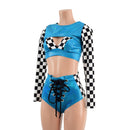 3PC Peacock Grid Girl Set - Coquetry Clothing