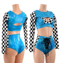 3PC Peacock Grid Girl Set - Coquetry Clothing