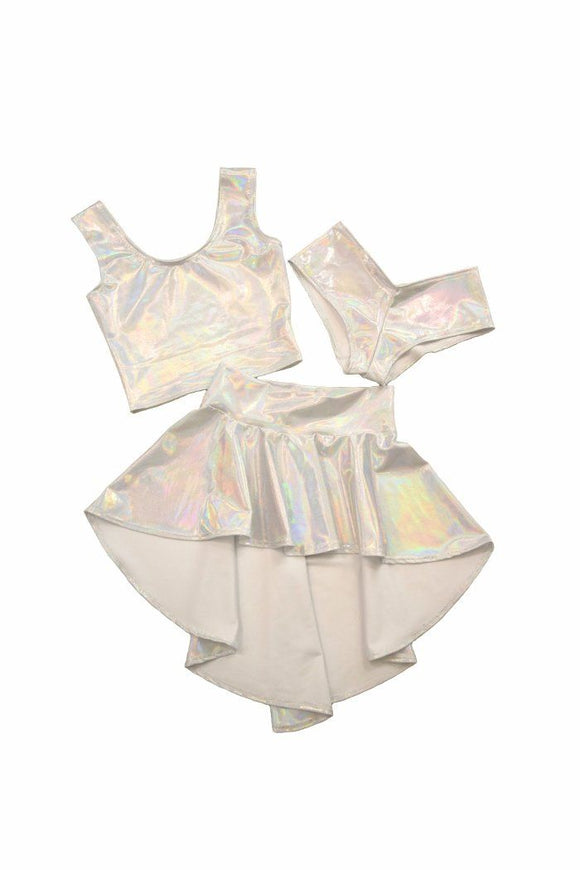 3PC Rave Skirt, Shorts & Top Set in Flashbulb - Coquetry Clothing