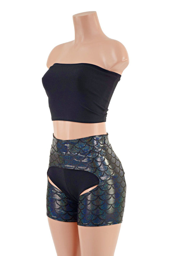 3PC Strapless Top, Siren Shorts, and Short Chaps Set - Coquetry Clothing
