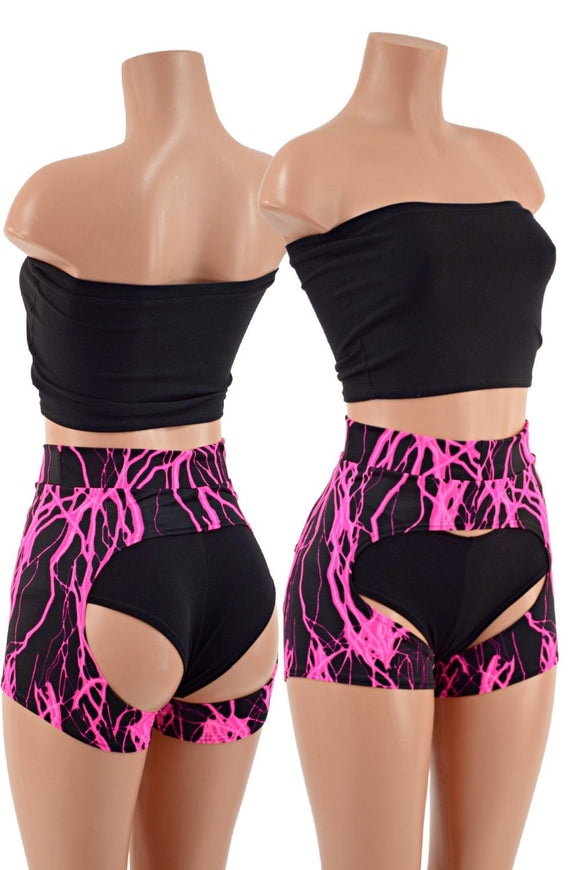 3PC Strapless Top, Siren Shorts, and Short Chaps Set - Coquetry Clothing