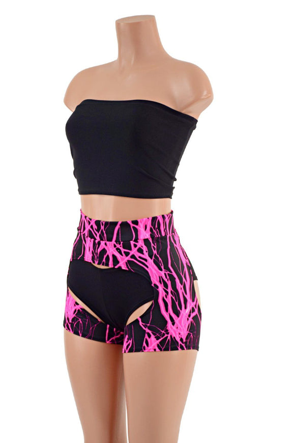 3PC Strapless Top, Siren Shorts, and Short Chaps Set - Coquetry Clothing