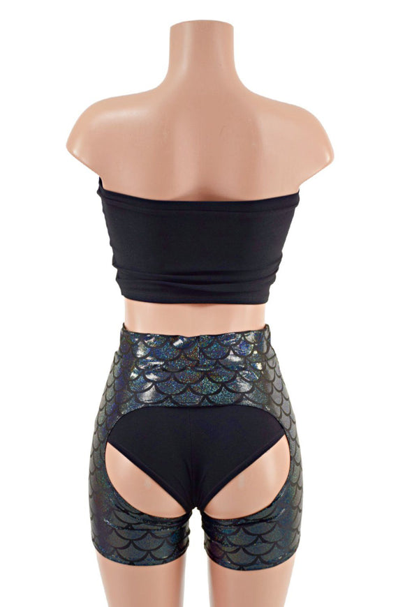 3PC Strapless Top, Siren Shorts, and Short Chaps Set - Coquetry Clothing