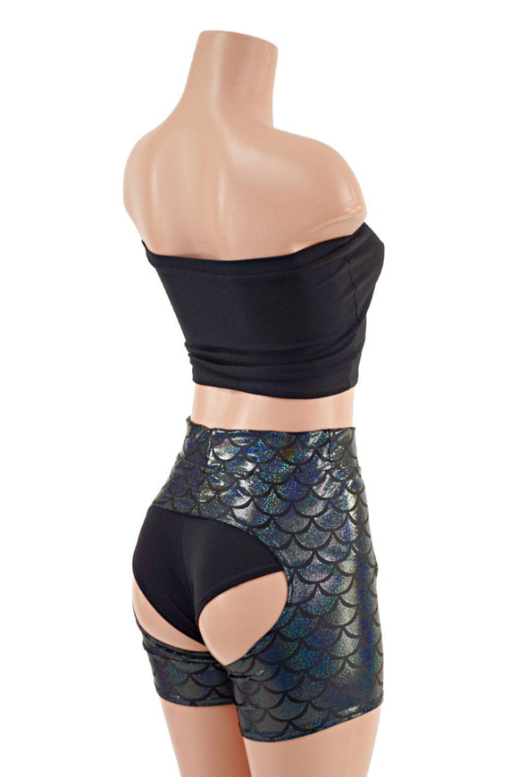 3PC Strapless Top, Siren Shorts, and Short Chaps Set - Coquetry Clothing