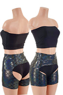 3PC Strapless Top, Siren Shorts, and Short Chaps Set - Coquetry Clothing