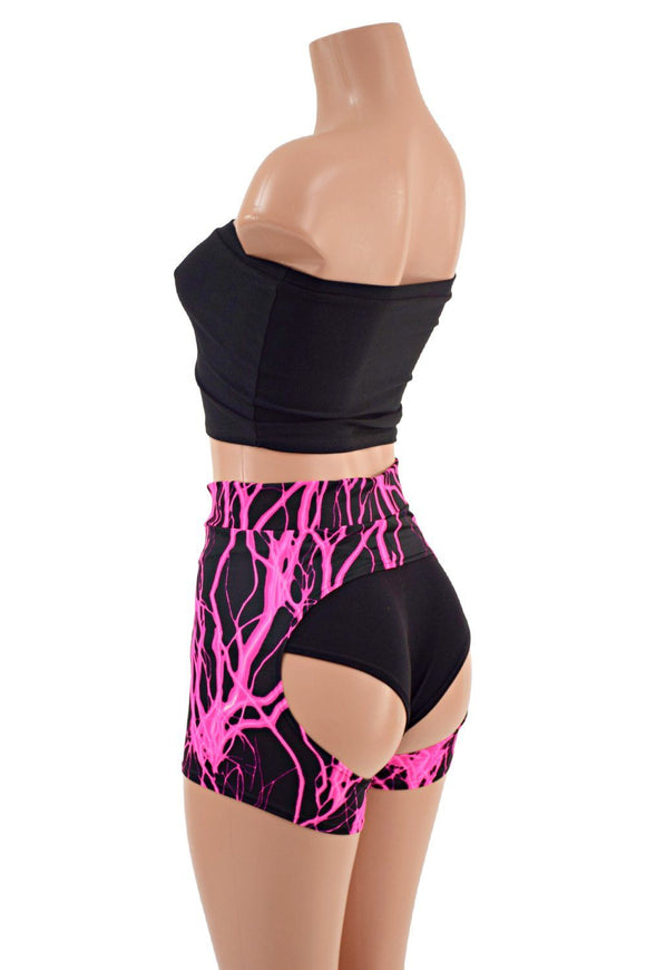 3PC Strapless Top, Siren Shorts, and Short Chaps Set - Coquetry Clothing