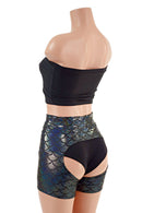 3PC Strapless Top, Siren Shorts, and Short Chaps Set - Coquetry Clothing