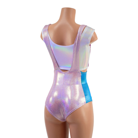 3PC Suspender Romper, Tux Belt & Lace Up Top Set - Coquetry Clothing