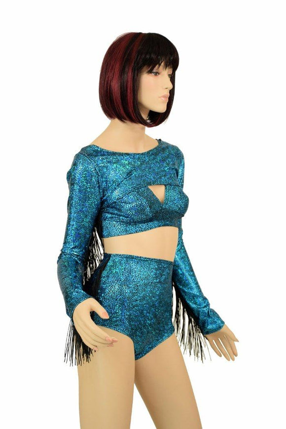 3PC Turquoise Bolero Fringe Set - Coquetry Clothing