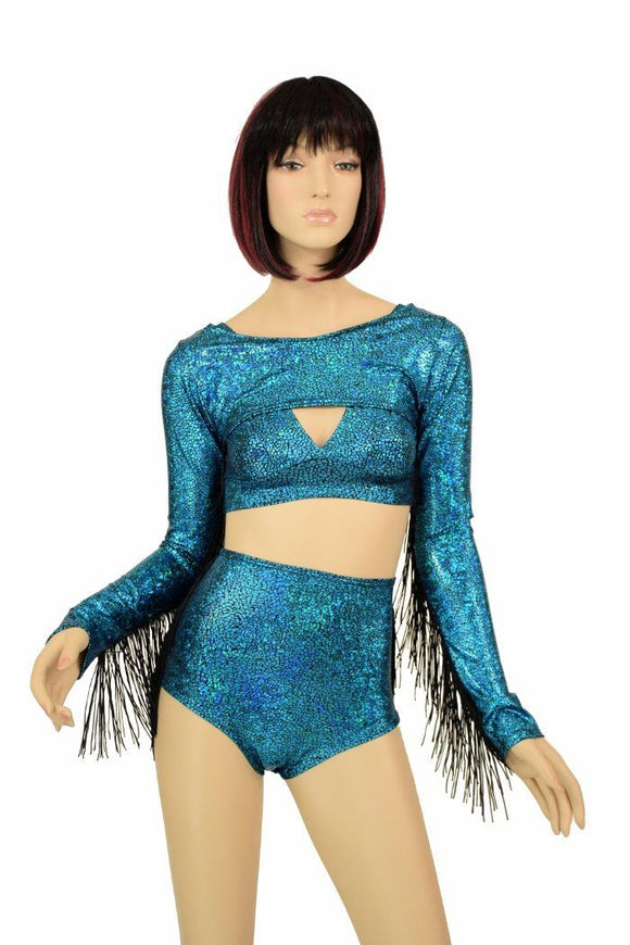 3PC Turquoise Bolero Fringe Set - Coquetry Clothing
