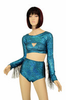 3PC Turquoise Bolero Fringe Set - Coquetry Clothing