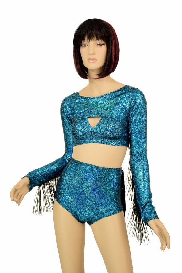 3PC Turquoise Bolero Fringe Set - Coquetry Clothing