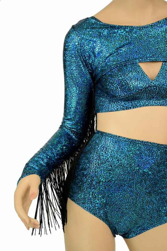 3PC Turquoise Bolero Fringe Set - Coquetry Clothing