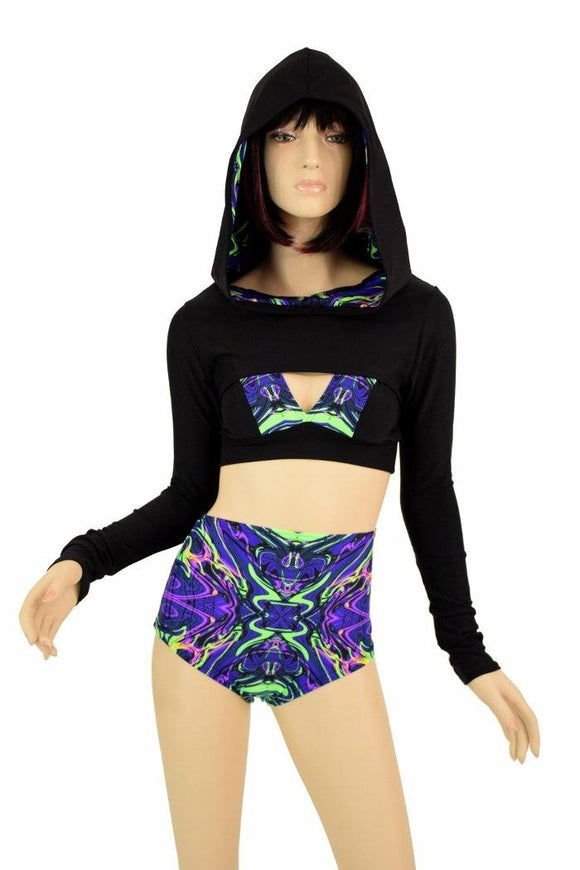 3PC UV Glow Neon Melt Bolero Set - Coquetry Clothing