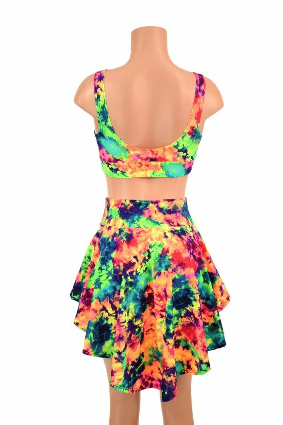 3PC UV GLOW Rave Skirt, Shorts & Bralette Set - Coquetry Clothing