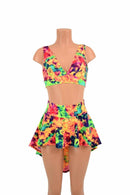 3PC UV GLOW Rave Skirt, Shorts & Bralette Set - Coquetry Clothing