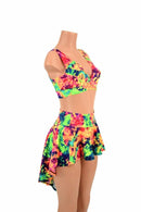 3PC UV GLOW Rave Skirt, Shorts & Bralette Set - Coquetry Clothing
