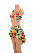 3PC UV GLOW Rave Skirt, Shorts & Bralette Set - 1