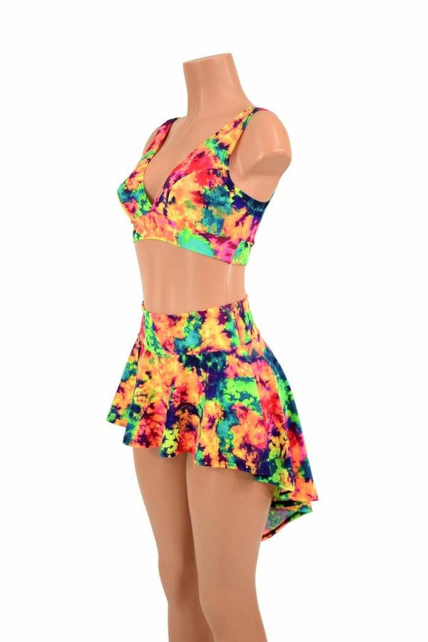3PC UV GLOW Rave Skirt, Shorts & Bralette Set - 1