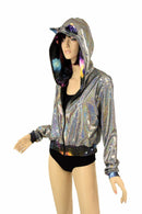 3XL Ready to Ship Cat Ear "Kimberly" Jacket in Silver Holo - Coquetry Clothing