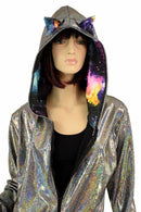 3XL Ready to Ship Cat Ear "Kimberly" Jacket in Silver Holo - Coquetry Clothing