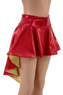 3XL Ready to Ship Red & Gold Hi Lo Flip Skirt - Coquetry Clothing