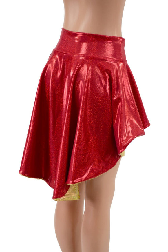3XL Ready to Ship Red & Gold Hi Lo Flip Skirt - Coquetry Clothing